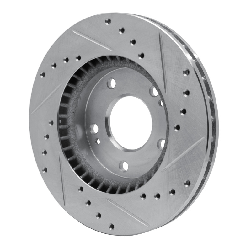Hyundai Elantra Brake Rotor (1) - Front Left - R1 Concepts - Drilled & Slotted - Silver - `07-`10
